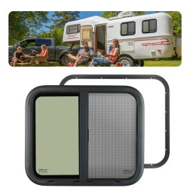 VEVOR Horizontal RV Window, 24" W x 20" H Tinted Sliding RV Window with Net Screen & Trim Ring, Fit 15/16"-1 3/4" Thickness Wall