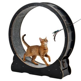 VEVOR Cat Exercise Wheel, 48 in Wooden Cat Running Wheel for Indoor Cats up to 28 lbs, Cats Treadmill with Carpeted Runway & Locking Mechanism