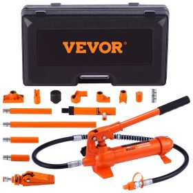 VEVOR 4 Ton Porta Power Kit, Portable Hydraulic Jack with 3.9 ft/1.2 m Oil Hose, Auto Body Frame Repair Kit with Storage Case for Car Repair, Tru