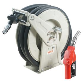 VEVOR Fuel Hose Reel, 3/4" x 50', Extra Long Retractable Diesel Hose Reel, Heavy-Duty Carbon Steel Construction with Automatic Fuel Nozzle
