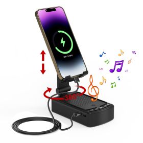 1Pc Cell Phone Stand With HD Surround Wireless Speaker Power Bank Portable Foldable Charging Phone Stand With Anti Slip Base Compatible With Phon (Option: Black)