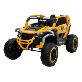 Ride On Models Truck Car 12V Kids Electric Vehicles, Remote Control, Front & Rear Shock Suspension, 2 Seater UTV, Flashlights And A Built-in Musi (Option: HAMIM3001YELLOW)