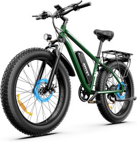 EB26 Electric Bike -1000W Single Motor, 48V 15AH, 45-55KM Range, 28MPH Speed, 26-Inch Fat Tires, Front Suspension,  Includes Freight (Option: Green)