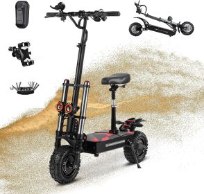 S3-11 Fast Scooter Electric For Adults With Seat Top Speed 50 Mph Foldable Off-Road Pro E Scooter 6000W Dual Motor 11in Off Road Vacuum Tire 60V (Option: S3)