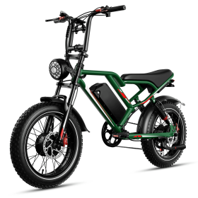 S8 Dual Motor Electric Bike - 2000W 48V 25AH, 50-60KM Range, 32MPH Speed, Fat Tires, Dual Suspension, Hydraulic Brakes - No App, Includes Freight (Option: Green)