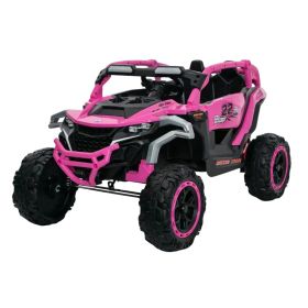 Ride On Models Truck Car 12V Kids Electric Vehicles, Remote Control, Front & Rear Shock Suspension, 2 Seater UTV, Flashlights And A Built-in Musi (Option: HAMIM3001PINK)