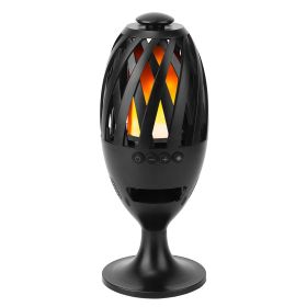 1Pc LED Flame Speakers Torch Wireless Speaker Waterproof Stereo Bass Speaker Outdoor Light-Up Speaker Atmosphere LED Flickers Night Light Patio S (Option: Black)