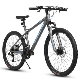 A26251 26-Inch Mountain Bike For Adults And Teenagers, High Carbon Steel Frame, Front And Rear Mechanical Disc Brakes, 21-Speed Gear System, 26x2 (Option: Blue Grey)