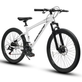 A26317 KIAPALNO 26 Inch All-Terrain Mountain Bike With Disc Brakes 21-Speed Drivetrain & Durable Carbon Steel Frame Ideal For Men And Women, Perf (Option: A26317KWHITE)