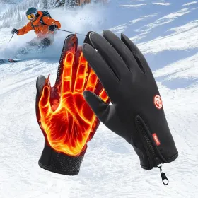 Anti-Slip Waterproof Thermal Winter Gloves For Men And Women, Windproof Cold Weather Motorcycle Riding Bicycle Cycling Hiking Gloves Touch Screen (Option: L)