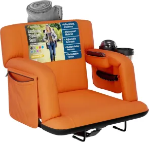 Alpcour Premium Reclining Stadium Seat For Bleachers With Back Support (Option: Orange-21Wide)