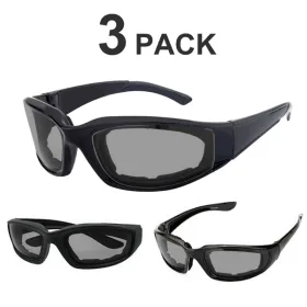 3 Pairs Motorcycle Sports Biker Riding Glasses Wind Resistant Eye Protection Sports Goggles Cycling Glasses Sunglasses Grey Color(TK/TMEU For Sel (Option: Defaulttitle)