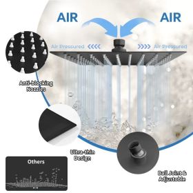 RV Shower Head, 12 Inch High Pressure Rain Shower Stainless Steel Shower Head with Handheld Shower Combo with 59 Inch Extra Long Hose (Color: Black)