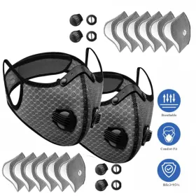 2 Pack Reusable Half Face Cover Mask W Or Filter Cycling Outdoor Sport Face Mask Grey Logistics Only For USPS.TK And TMEU Only For Self-pickup (Option: Defaulttitle)