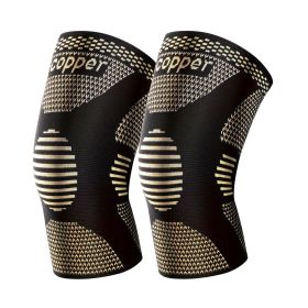 1 Pair Copper Knee Pads Ultimate Shock-Absorbing Gear For Men & Women Superior Knee Support For Sports Yoga Fitness Basketball (Option: L)